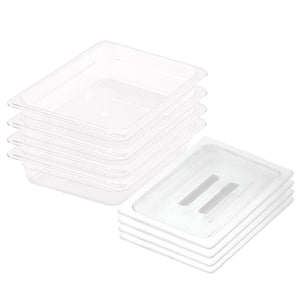 SOGA 65mm Clear Gastronorm GN Pan 1/2 Food Tray Storage Bundle of 4 with Lid