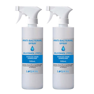 2X 500ml Standard Grade Disinfectant Anti-Bacterial Alcohol Spray Bottle