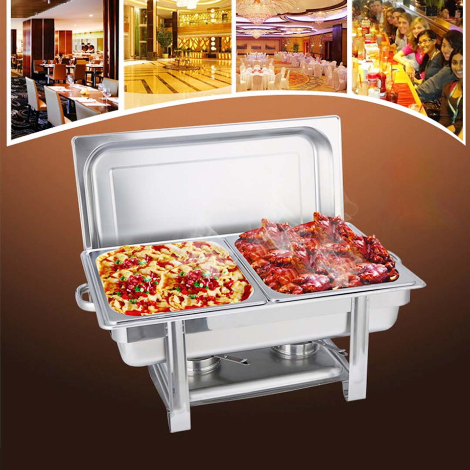SOGA 2X Double Tray Stainless Steel Chafing Dish Food Warmer