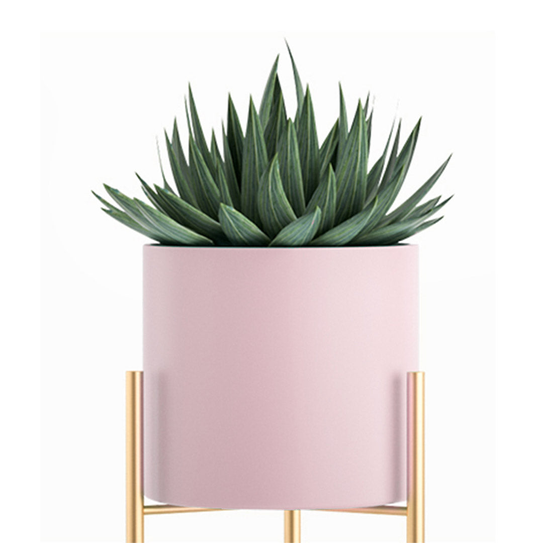 pink plant pot with stand SOGA 2 Layer 42cm Gold Metal Plant Stand with Pink Flower Pot Holder C –  buyinaus