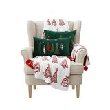 SOGA Christmas Bundle – Red Christmas Tree Fleece Throw & Green Embroidered Holiday Pillows
