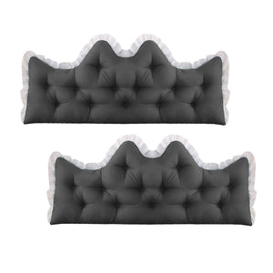 SOGA 2x120cm Crown Pillows Tufted Charcoal Headboard Cushion Set