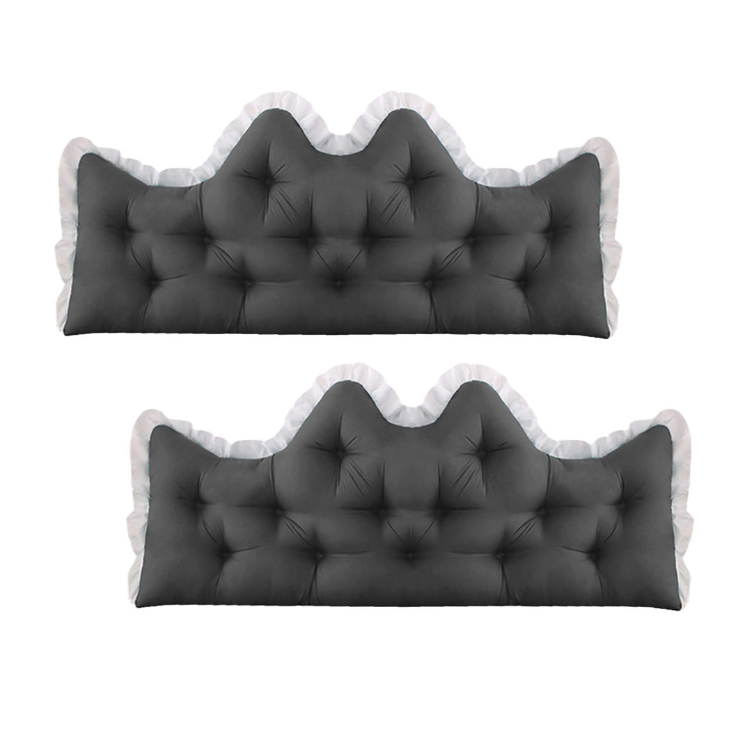SOGA 2x120cm Crown Pillows Tufted Charcoal Headboard Cushion Set
