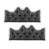 SOGA 2x120cm Crown Pillows Tufted Charcoal Headboard Cushion Set