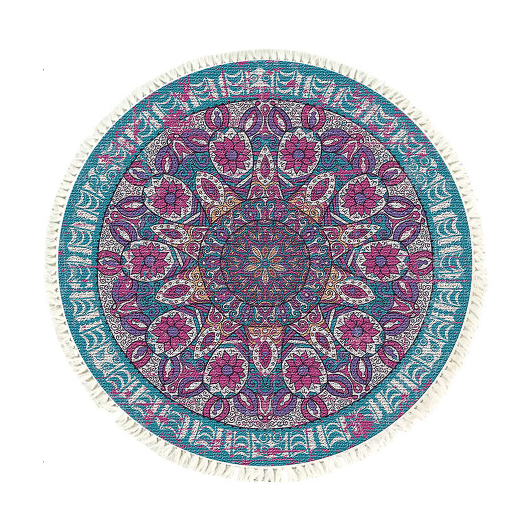 SOGA 120cm Mandala Area Rug for Living Room Lounge Bedroom Anti-slip Doormat Home Decor