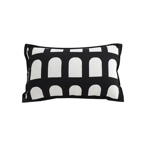 SOGA 30cm Contemporary Black White Geometric Pattern Throw Pillow