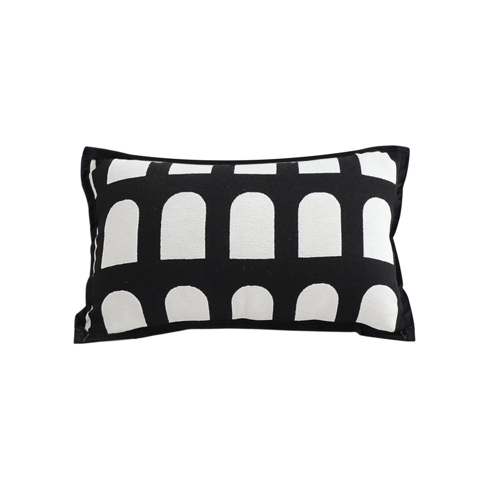 SOGA 30cm Contemporary Black White Geometric Pattern Throw Pillow