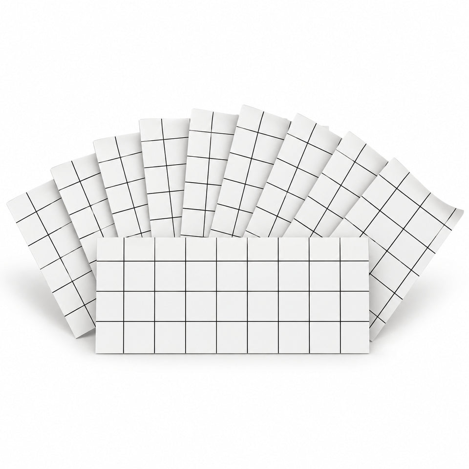 SOGA Peel & Stick Floor and Wall Tiles 30 x 60cm 10 Pack White Grid Tile Look