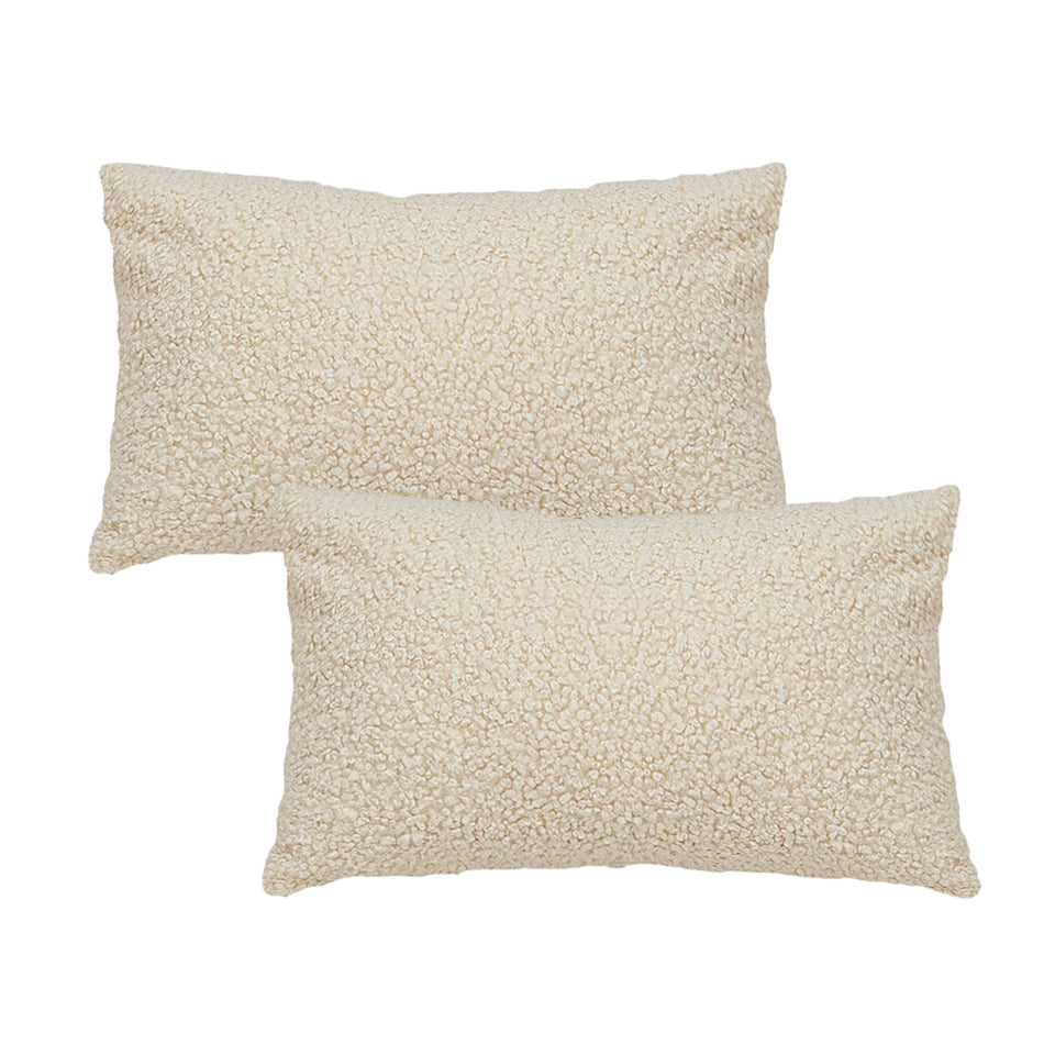 SOGA 2X 30cm Cream Boucle Textured Fluffy Decorative Throw Pillow