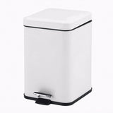 SOGA Foot Pedal Stainless Steel Square Trash Bin White 6L