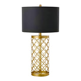 SOGA Golden Hollowed Out Base Table Lamp with Dark Shade