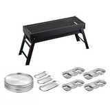 SOGA Kitchenware Bundle – Portable Charcoal Grill, Silver Grilling Plate, Nordic Plate & Sauce Pan