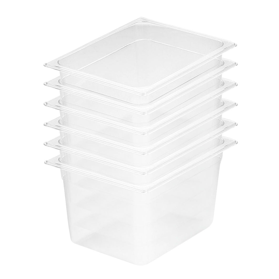 SOGA 200mm Clear Gastronorm GN Pan 1/2 Food Tray Storage Bundle of 6