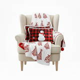 SOGA Christmas Bundle – 2 Red Snowman Lumbar Pillow & Red Christmas Tree Fleece Throw Blanket