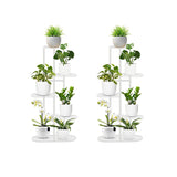 SOGA 2X 5 Tier 6 Pots White Metal Plant Rack Flowerpot Storage Display Stand Holder Home Garden Decor