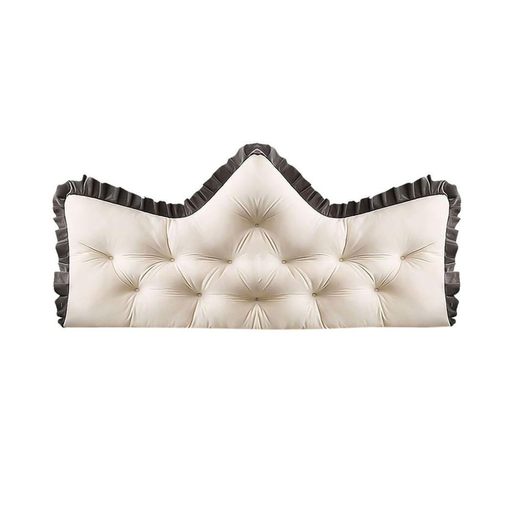 SOGA 120cm Crown Pillow Tufted Cream Headboard Cushion for Bed