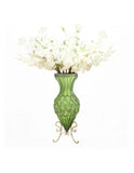 SOGA 67cm Green Glass Tall Floor Vase with 10pcs White Artificial Fake Flower Set