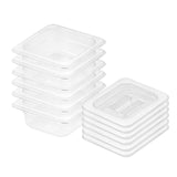 SOGA 65mm Clear Gastronorm GN Pan 1/6 Food Tray Storage Bundle of 6 with Lid