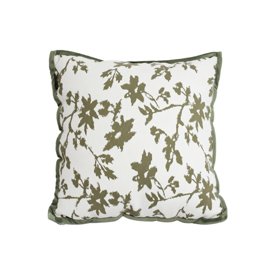 SOGA Floral Cushion 45cm White Green Leaf Botanical Pattern Decorative Throw Pillow