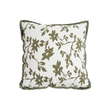 SOGA Floral Cushion 45cm White Green Leaf Botanical Pattern Decorative Throw Pillow