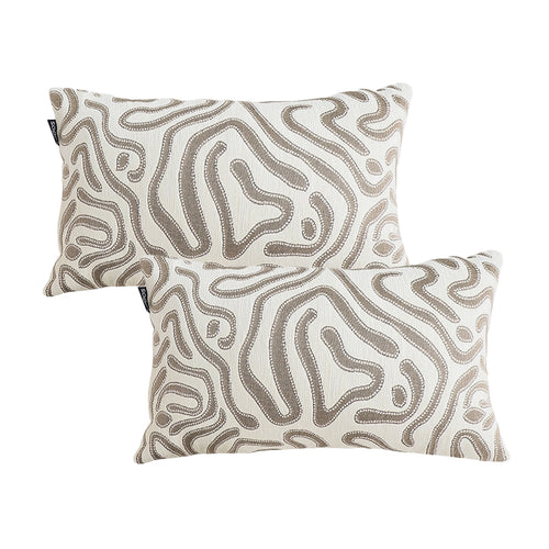 SOGA 2X 30cm Gray White Abstract Swirl Pattern Decorative Throw Pillow