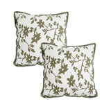 SOGA 2X Floral Cushion 45cm White Green Leaf Botanical Pattern Decorative Throw Pillow