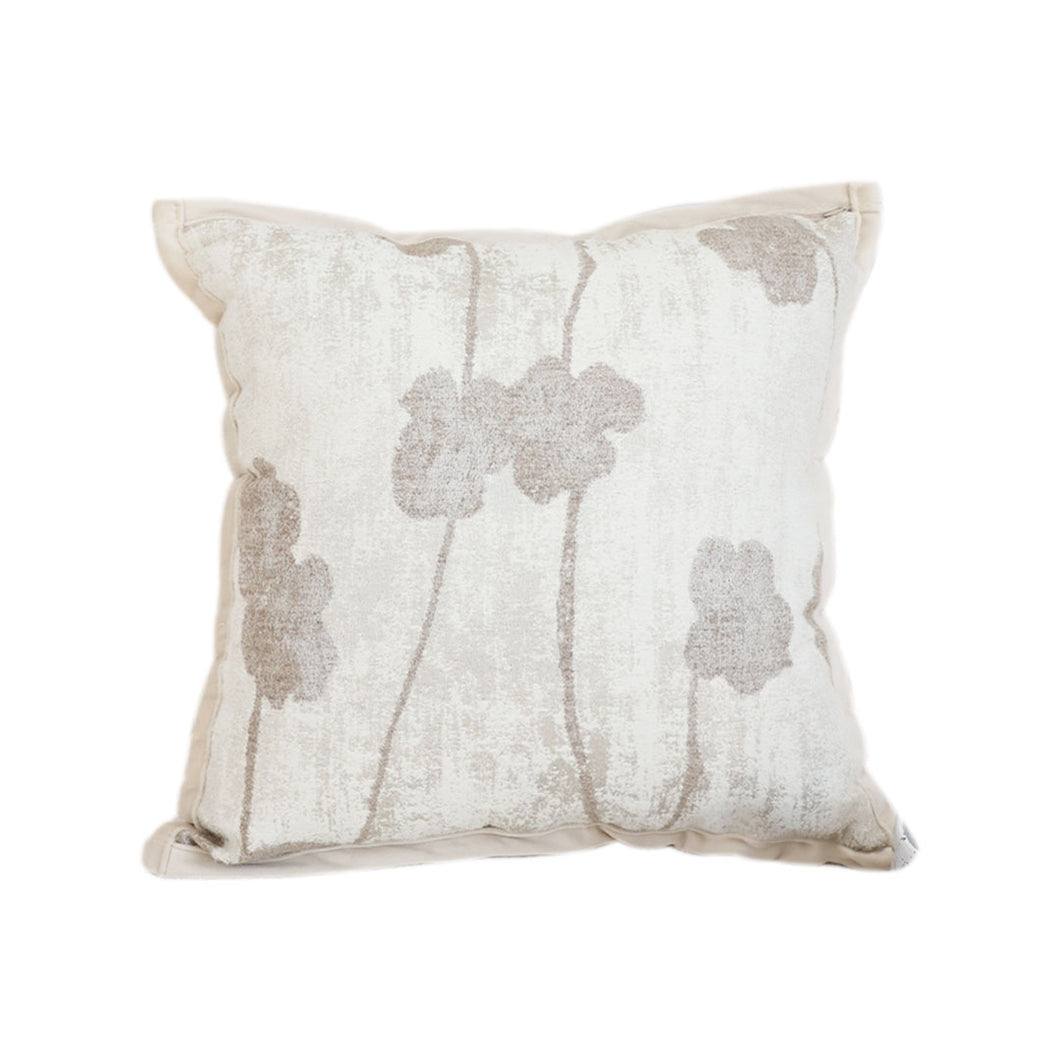 SOGA 45cm Botanical Beige Poppy Flower Print Linen Decorative Throw Pillow