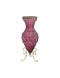 SOGA 67cm Purple Glass Tall Floor Vase with Metal Flower Stand