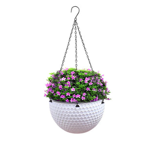 SOGA White Large Hanging Resin Flower Pot Self Watering Basket Planter Outdoor Garden Decor