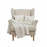 SOGA Christmas Bundle – 2 White & Gold Christmas Reindeer Pillow & White Chenille Fleece Throw