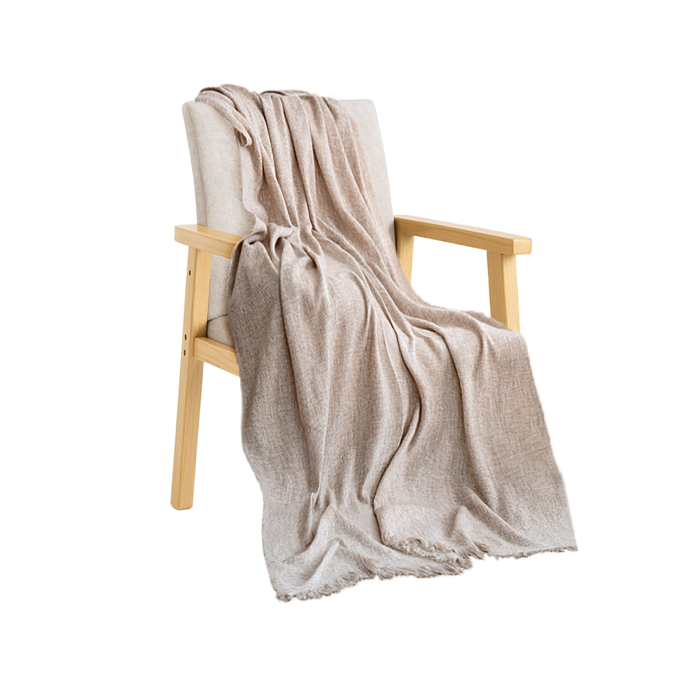 SOGA 130x190cm Earth Tone Blanket – Houndstooth Tassel Throw