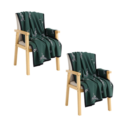 SOGA 2X Forest Green Zebra Print Throw Blanket 130x180cm Acrylic