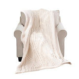 SOGA 200x230cm Throw Blanket White Chenille Fleece Knitted Fabric on One Side Soft Suede
