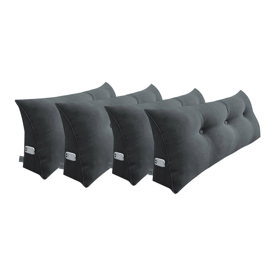 SOGA 4X 100cm Dark Grey Triangular Wedge Bed Pillow Headboard Backrest Bedside Tatami Cushion Home Decor