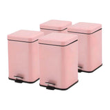 SOGA 4X Foot Pedal Stainless Steel Rubbish Recycling Garbage Waste Trash Bin Square 12L Pink