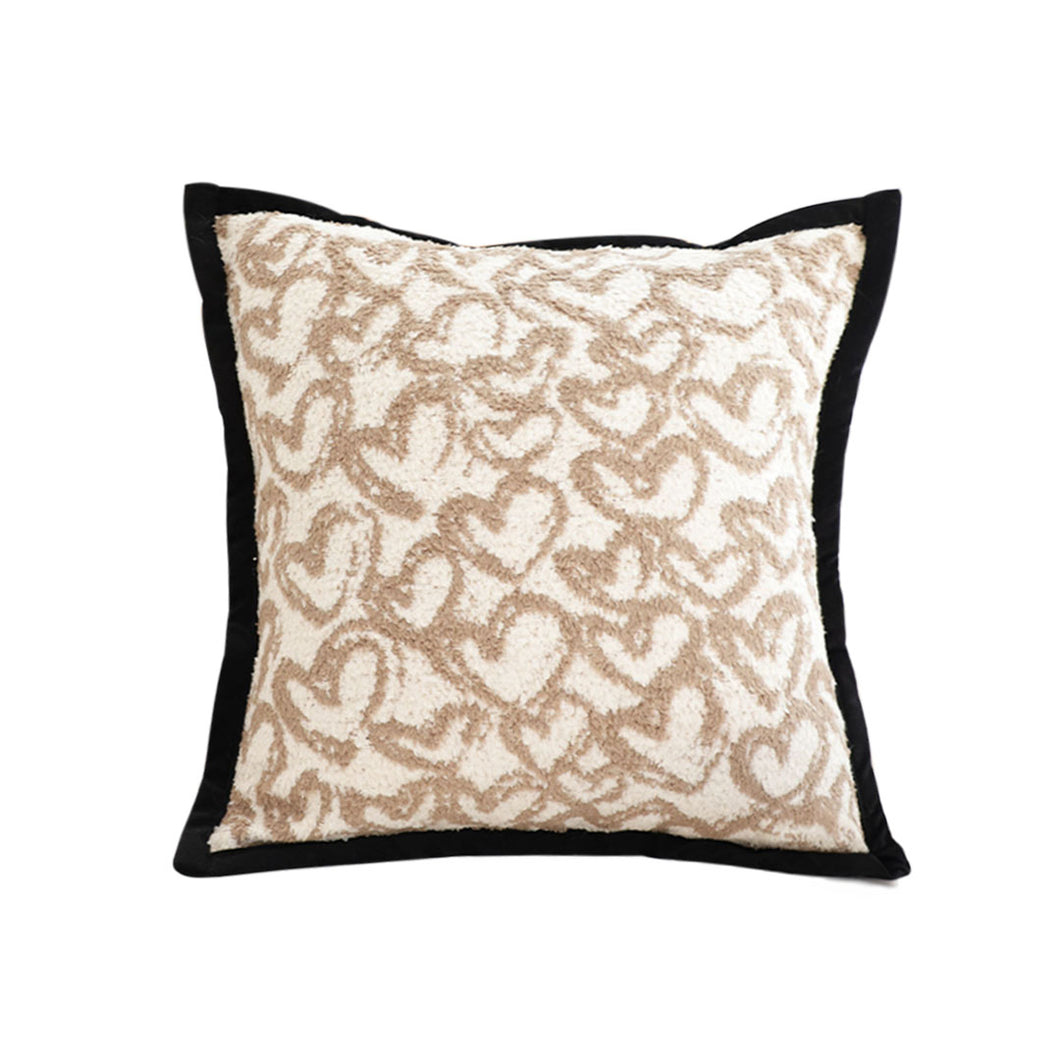 SOGA 50cm Elegant Beige Scrollwork Pattern Black Trim Decorative Throw Pillow