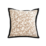 SOGA 50cm Elegant Beige Scrollwork Pattern Black Trim Decorative Throw Pillow