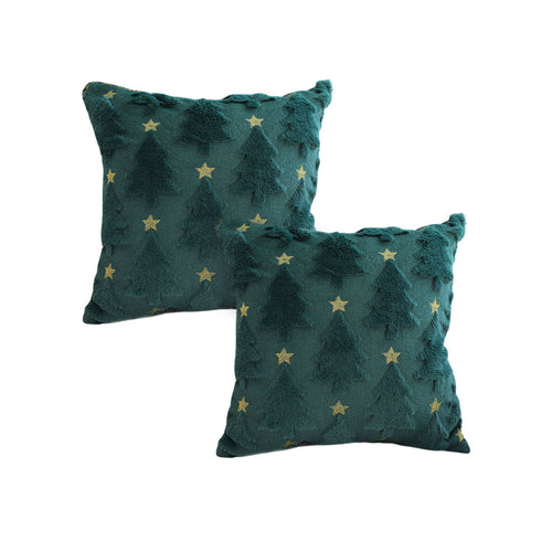 SOGA 2X 45cm Festive Teal Christmas Tree Gold Star Holiday Throw Pillow