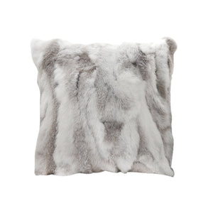 SOGA 45cm Throw Pillow Floral Gray Rabbit Fur Square Warm Cozy Decorative Cushion Home Decor