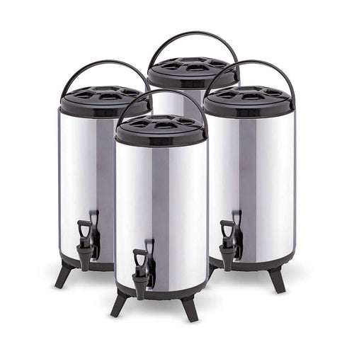 SOGA 4 x 8L Portable Insulated Cold/Heat Coffee Bubble Tea Pot Beer Barrel With Dispenser