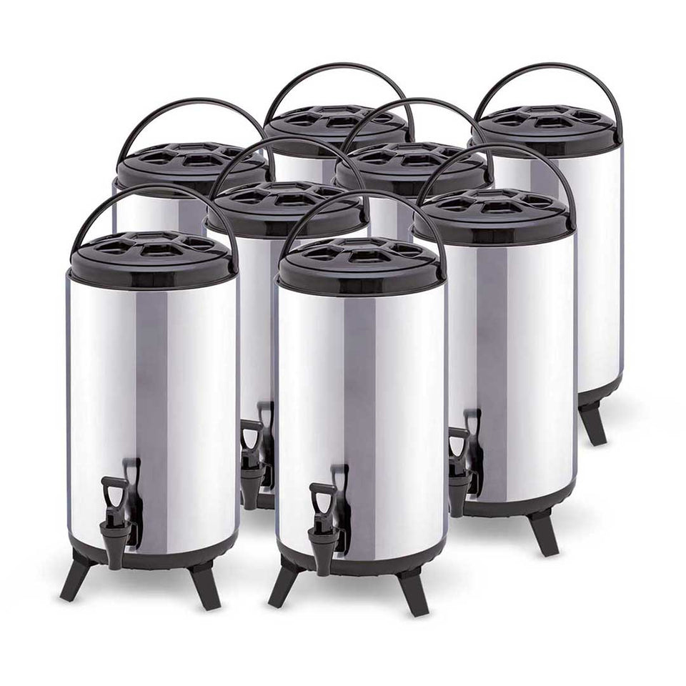 SOGA 8 x 8L Portable Insulated Cold/Heat Coffee Bubble Tea Pot Beer Barrel With Dispenser