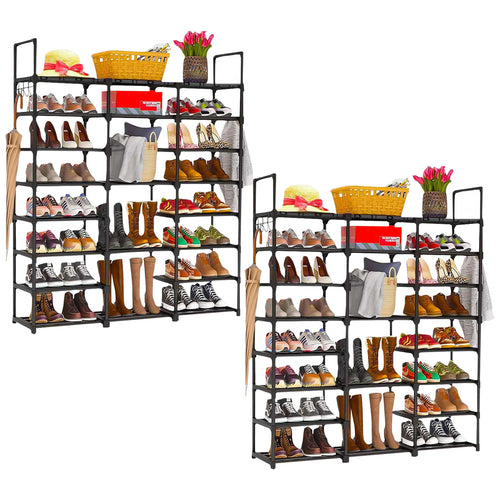 SOGA 2X 21-Shelf Tier Shoe Storage Shelf Space-Saving Caddy Rack Organiser with Handle