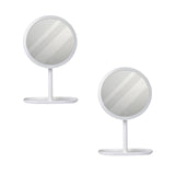 SOGA 2X 26cm White Round Smart LED Makeup Bedroom Table Vanity Mirror Tricolor Adjustable Light