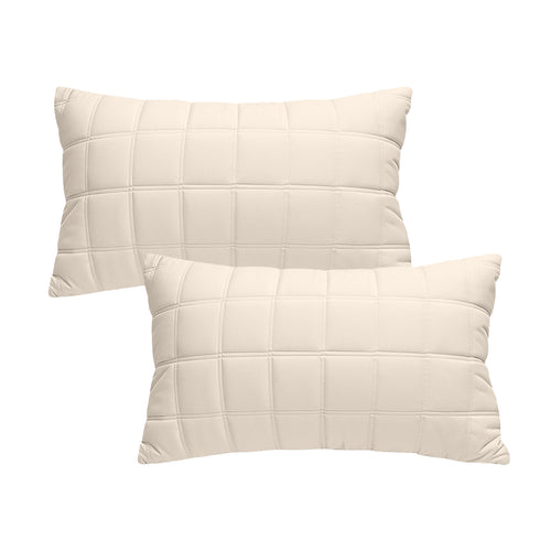 SOGA 2X 30cm Beige Quilted Grid Pattern Decorative Throw Pillow