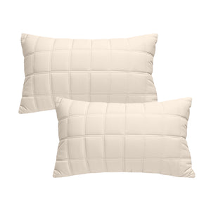 SOGA 2X 30cm Beige Quilted Grid Pattern Decorative Throw Pillow