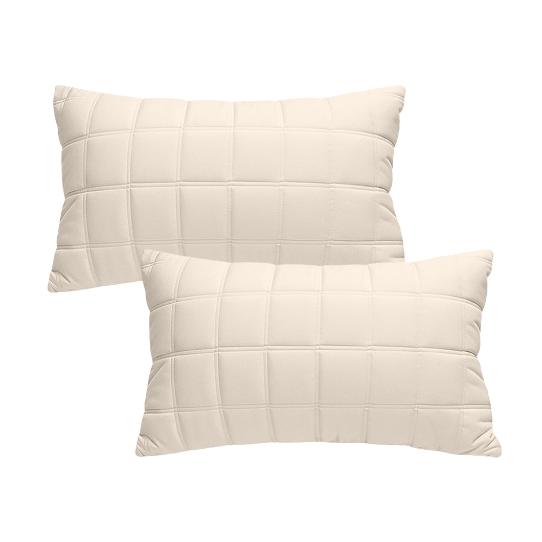 SOGA 2X 30cm Beige Quilted Grid Pattern Decorative Throw Pillow