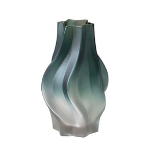 SOGA 27cm Glass Vase Blue with Beautiful glass Bubble Texture Art Vases
