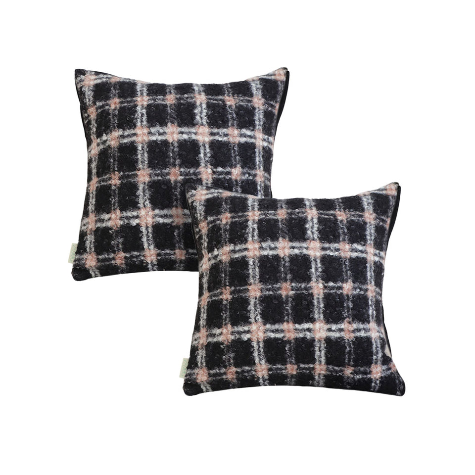 SOGA 2X 50cm Modern Plaid Pattern Blush Pink Gray Decorative Throw Pillow