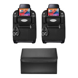 SOGA Car Bundle – 2 Back Seat Storage Bag & Black Collapsible Trunk Cargo Organizer