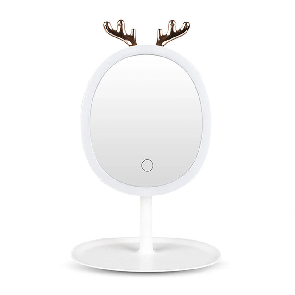 SOGA White Antler LED Light Makeup Mirror Tabletop Vanity Home Decor